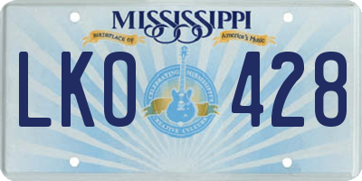 MS license plate LKO428