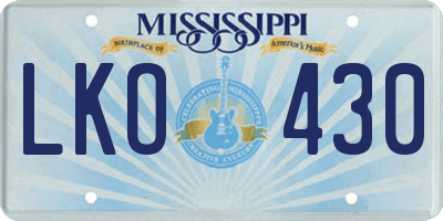 MS license plate LKO430