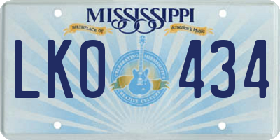 MS license plate LKO434