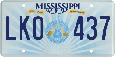 MS license plate LKO437