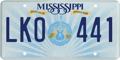 MS license plate LKO441