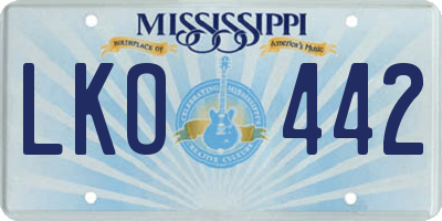 MS license plate LKO442