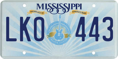 MS license plate LKO443