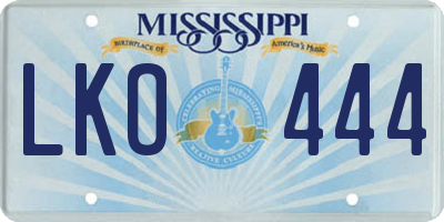 MS license plate LKO444