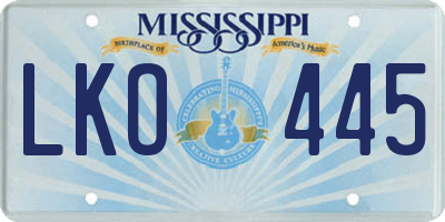 MS license plate LKO445