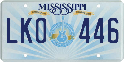 MS license plate LKO446