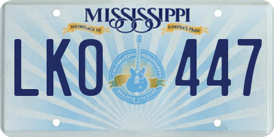 MS license plate LKO447