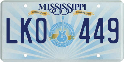MS license plate LKO449