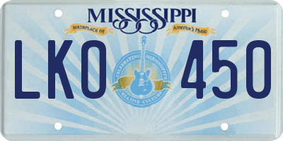 MS license plate LKO450