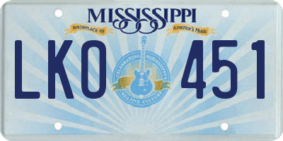 MS license plate LKO451