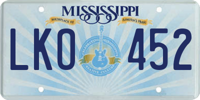 MS license plate LKO452