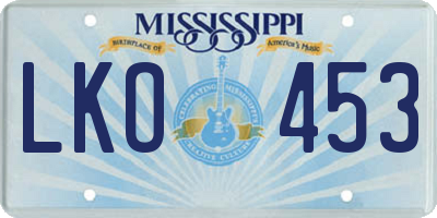 MS license plate LKO453