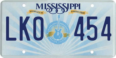 MS license plate LKO454