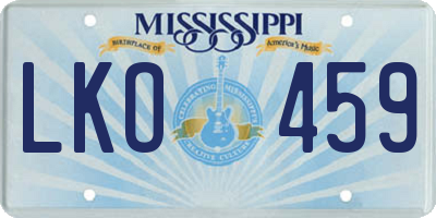 MS license plate LKO459
