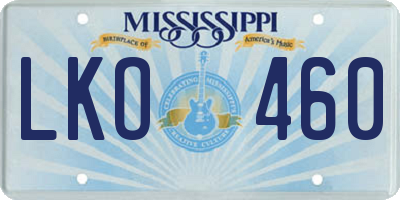 MS license plate LKO460