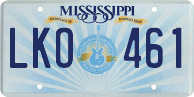 MS license plate LKO461