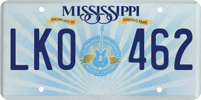 MS license plate LKO462