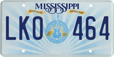 MS license plate LKO464