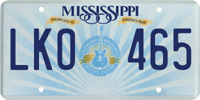 MS license plate LKO465