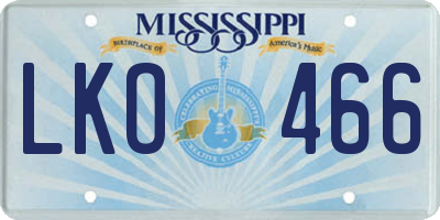 MS license plate LKO466