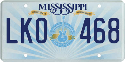 MS license plate LKO468