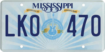 MS license plate LKO470