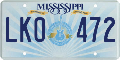 MS license plate LKO472