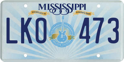 MS license plate LKO473