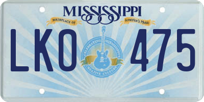 MS license plate LKO475