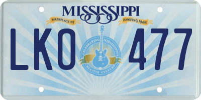 MS license plate LKO477