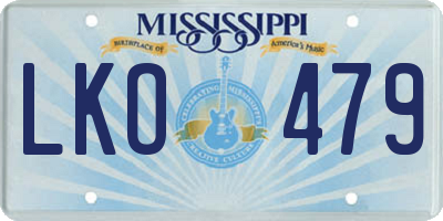 MS license plate LKO479