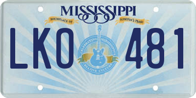 MS license plate LKO481