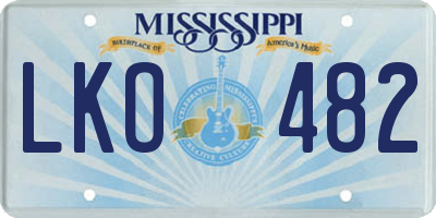 MS license plate LKO482