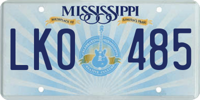 MS license plate LKO485