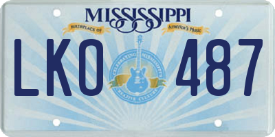 MS license plate LKO487