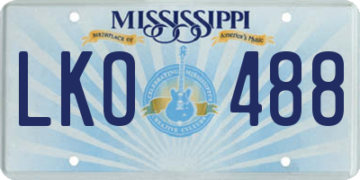 MS license plate LKO488