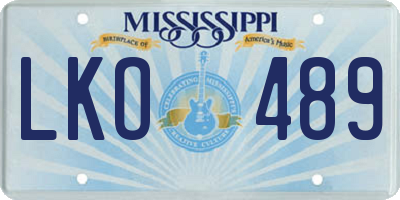 MS license plate LKO489