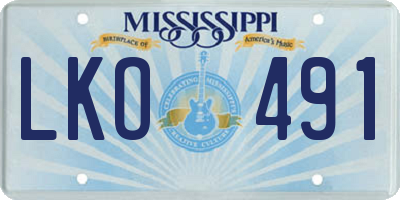 MS license plate LKO491