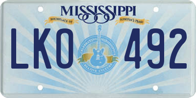 MS license plate LKO492
