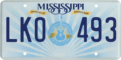 MS license plate LKO493