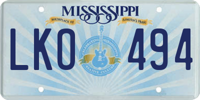 MS license plate LKO494