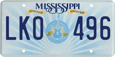 MS license plate LKO496