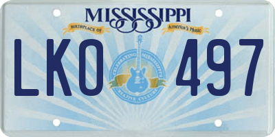 MS license plate LKO497