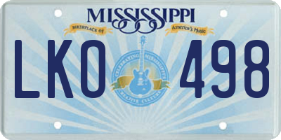 MS license plate LKO498
