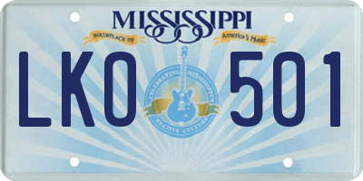 MS license plate LKO501