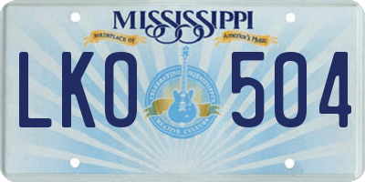 MS license plate LKO504