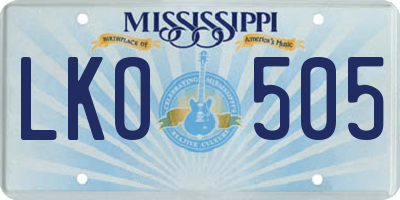 MS license plate LKO505