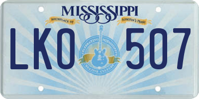 MS license plate LKO507