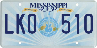 MS license plate LKO510