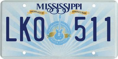 MS license plate LKO511